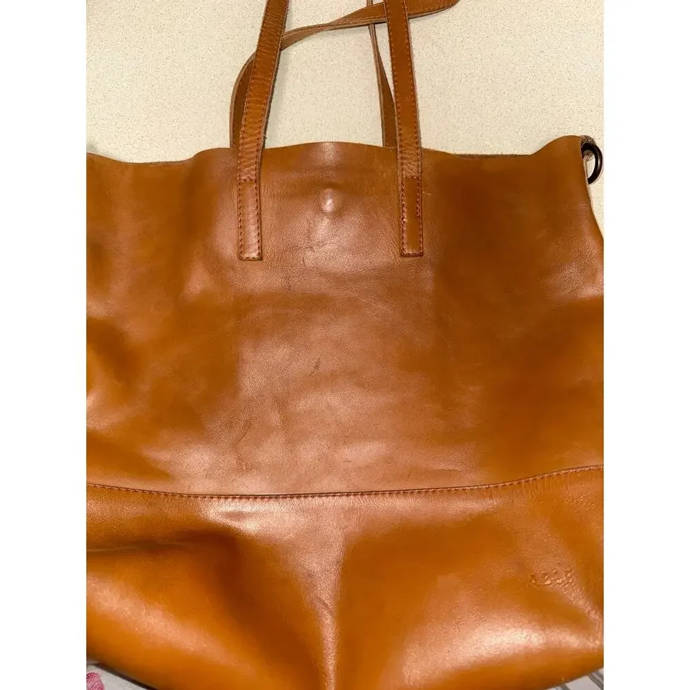 ABLE Mexico Minimalist Tan Soft Leather Tote Hobo Bag Scandi Girl